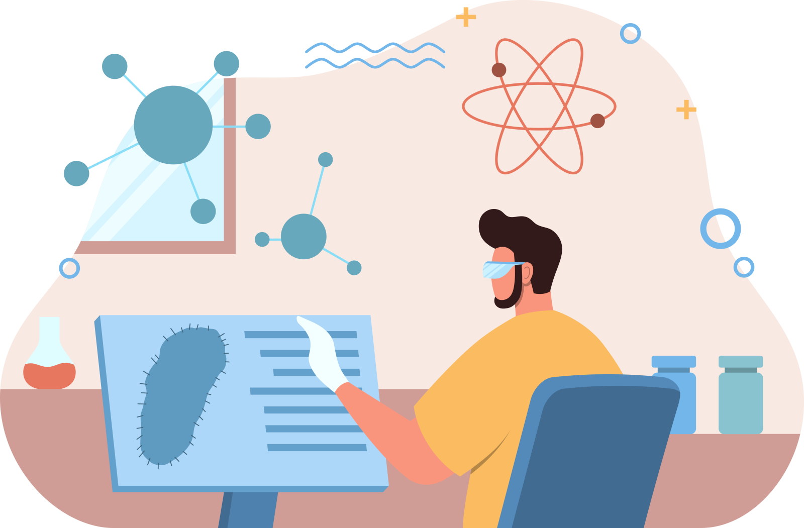 Researcher reviewing an abstract on screen